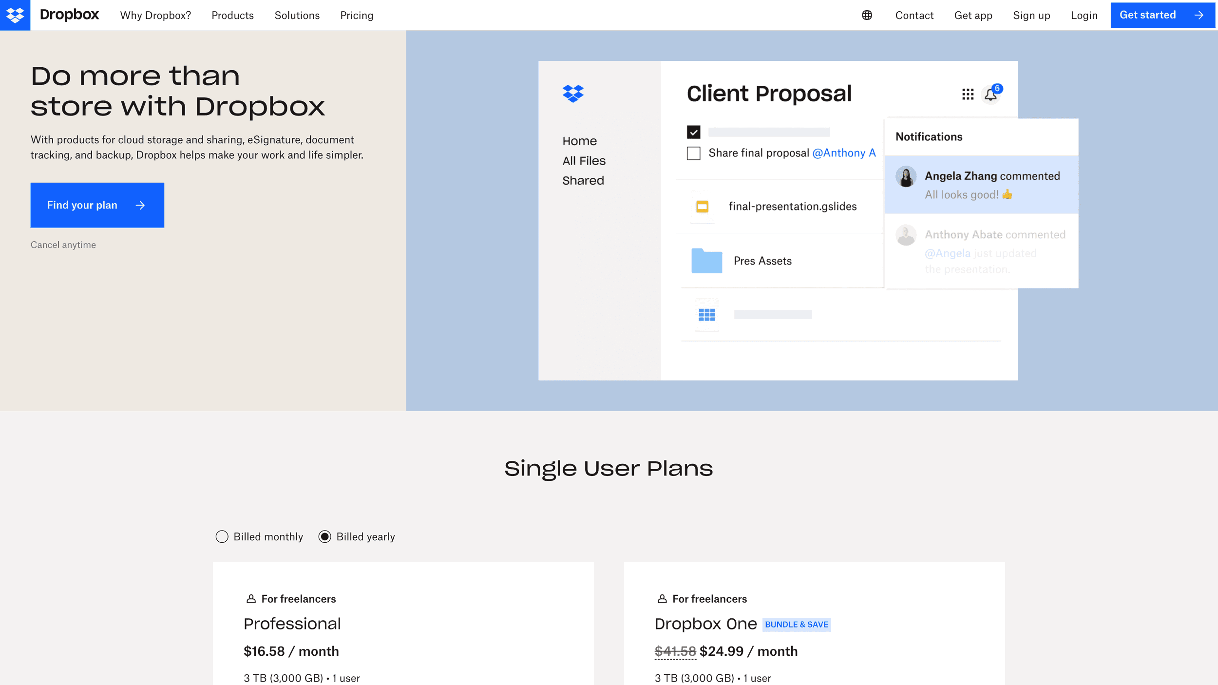 Dropbox Business Website