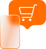 Orange Ecommerce Icon Icon of a Cart and Cell Phone (e-commerce)